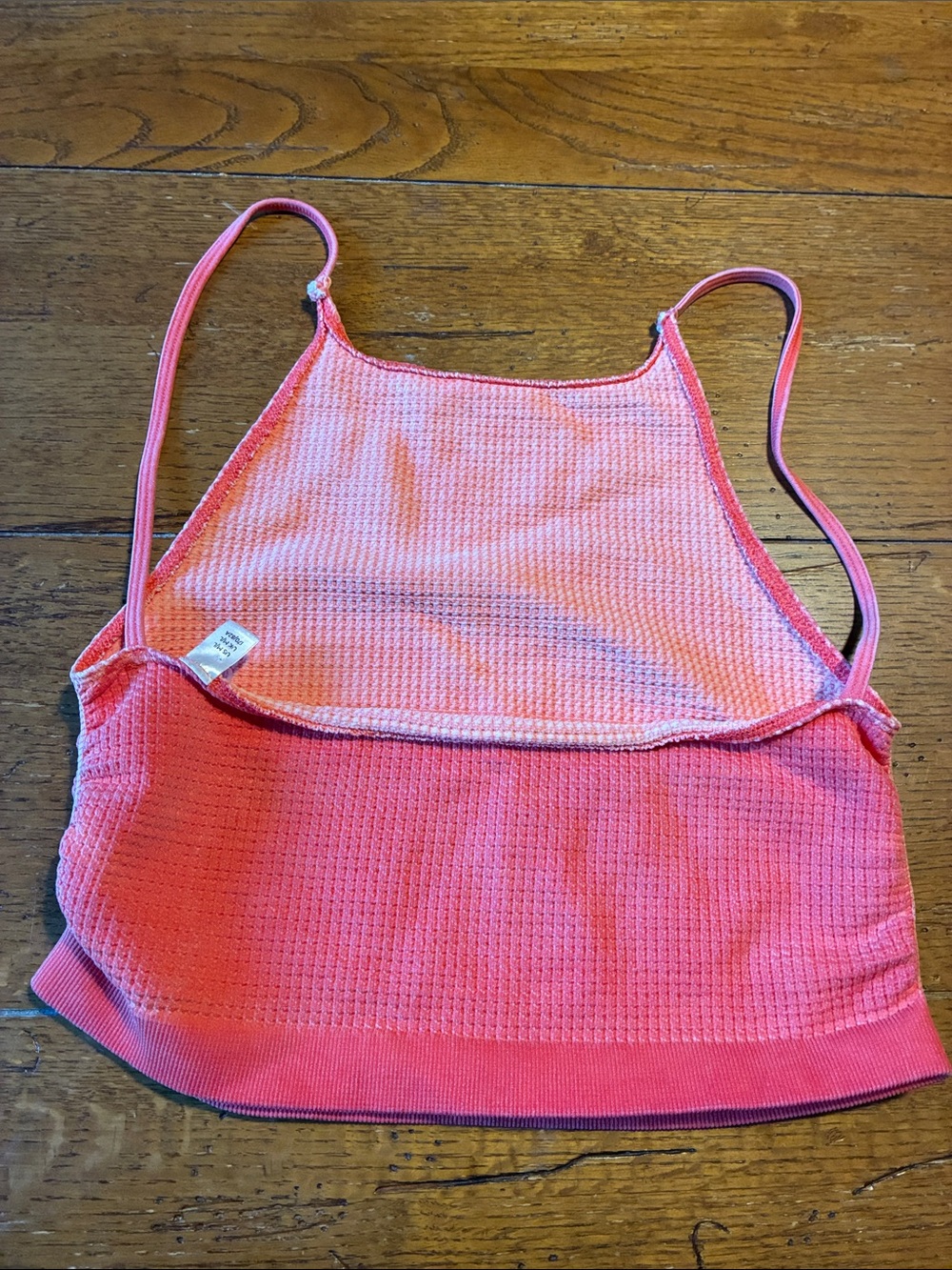 Urban Outfitters Coral Pink Waffle Knit Cropped Cami - Picture 4 of 5